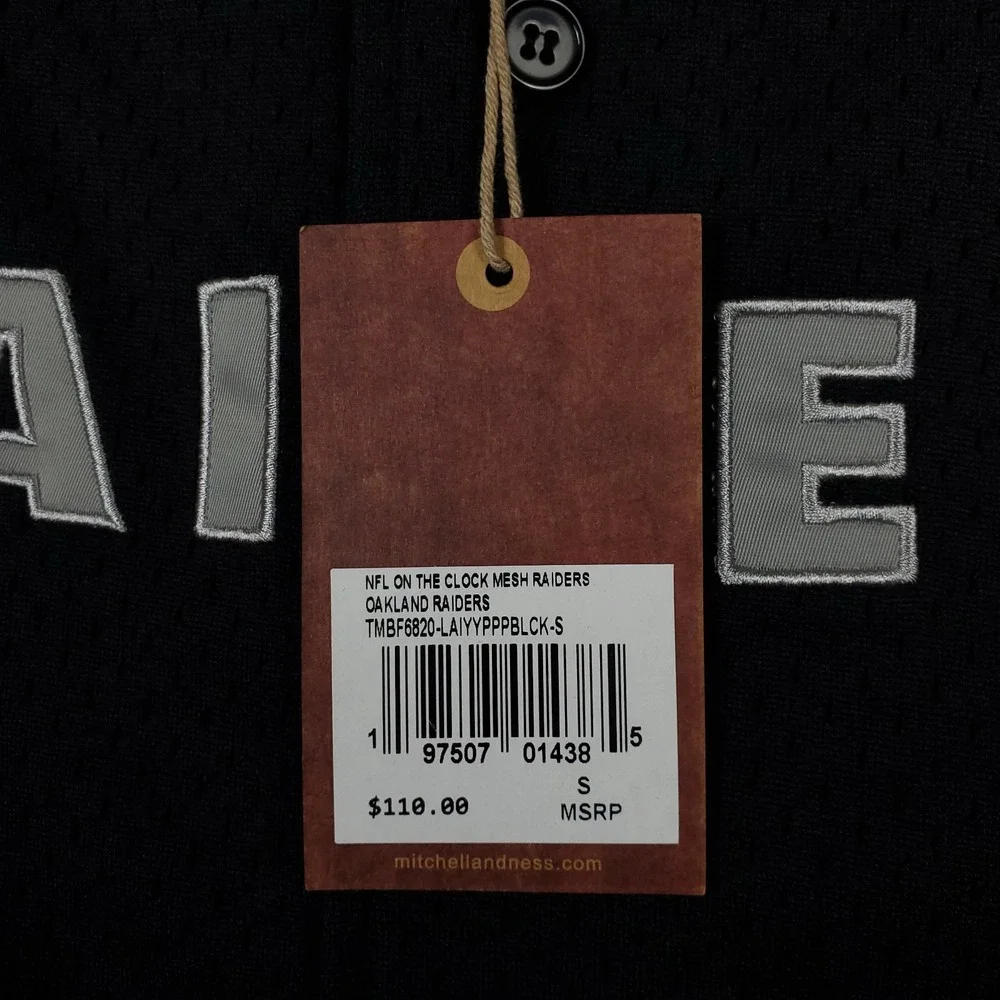 Oakland Raiders Mitchell & Ness NFL Small‎ Button Up Jersey Black Gray NWT - Picture 7 of 8